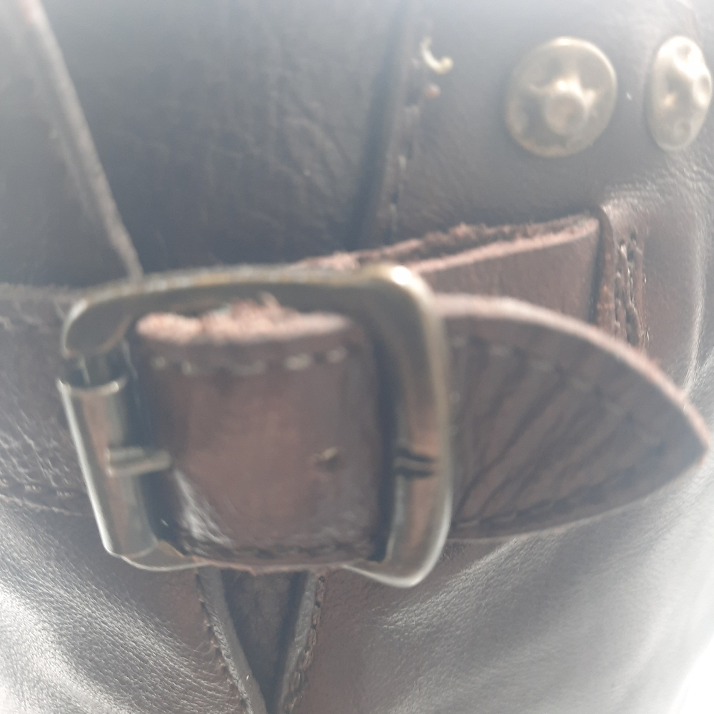 FRYE Studded Tall Dark Brown Boho Cottage Distressed Biker Grunge 8 M - Picture 13 of 16